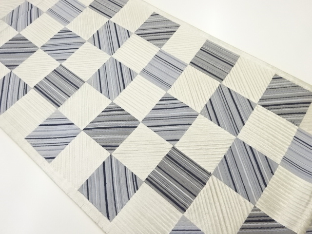 市松に斜線模様織出し袋帯